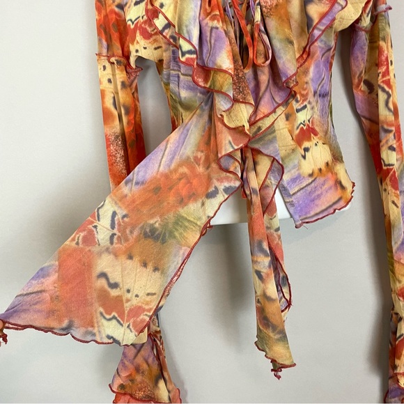 Jaded London Allele Lace Up Top Butterfly Mesh Corset Y2K Ruffle Frill Size 4 - Picture 14 of 17